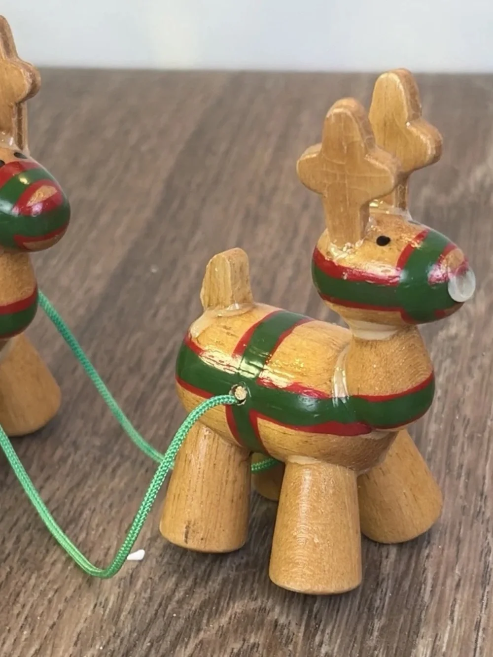 Vintage 1984 Dakin Wood Santa in Sleigh with Three Reindeer San Francisco